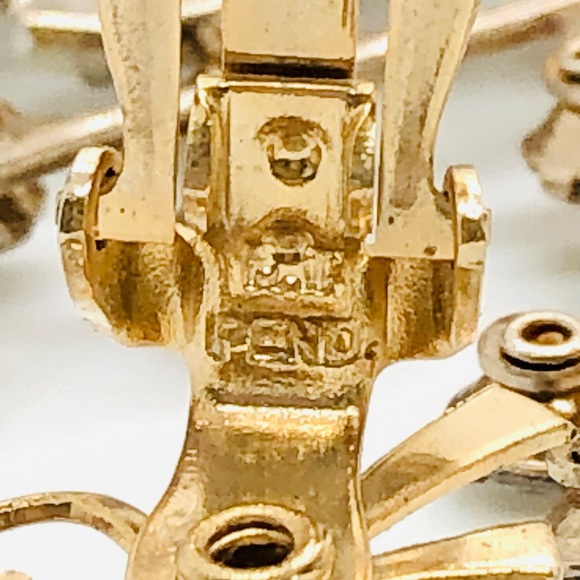 Vintage Rhinestone Lava Demi Parure Brooch & Earrings - Picture 7 of 11